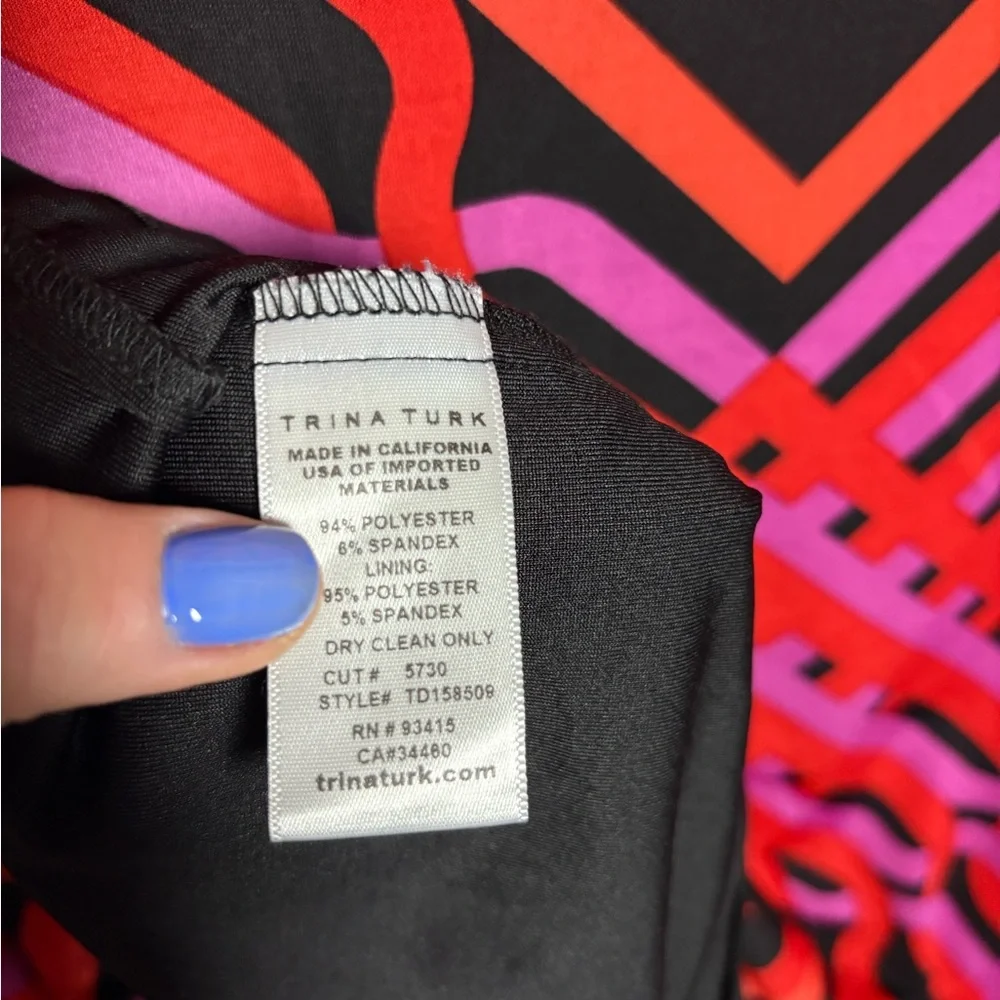Trina Turk‎ Vibrant Geometric Printed Jersey Shift Dress Resort Vacation